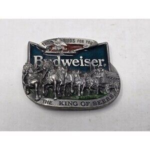 1987 C&J Budweiser The King Of Beers This Bud’s For You Vintage Belt Buckle